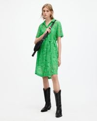 AllSaints - Athea Crochet Mini Shirt Dress, - Lyst