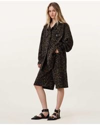 AllSaints - Louie Leopard Print Long Shorts - Lyst