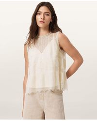 AllSaints - Clara Lace Trim Sleeveless Top - Lyst