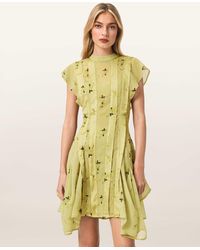 AllSaints - Viscose Fleur Printed Asymmetric Mini Dress, /Us 4 - Lyst