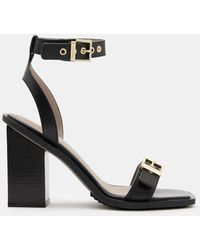 AllSaints - Pamela Leather Heel Sandals - Lyst