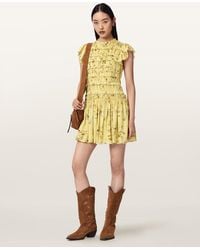AllSaints - Lauren Floral Ruffle Mini Dress - Lyst