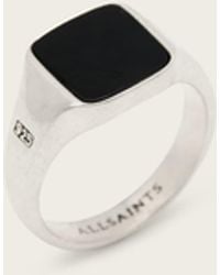 AllSaints - Spike Onyx Stone Ring - Lyst