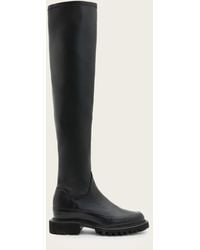 AllSaints - Leona Over The Knee Leather Boots - Lyst