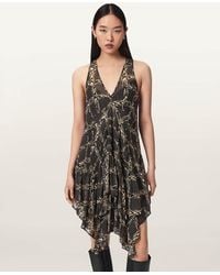 AllSaints - Gretel Asymmetric Tiered Midi Dress - Lyst