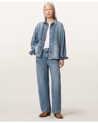 AllSaints - Sadie Barrel Leg Stud Denim Jeans - Lyst