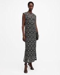 AllSaints - Iliana Embellished Relaxed Fit Maxi Dress - Lyst