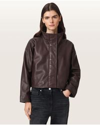 AllSaints - Ryder Funnel Neck Leather Jacket - Lyst