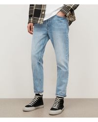 Herren Bekleidung Jeans Jeans mit Tapered-Fit AllSaints Jack selvedge straight cropped jeans mens in Blau für Herren 