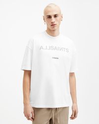 AllSaints - Cutout Oversized Logo Crew Neck T-shirt - Lyst