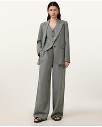 AllSaints - Averie Wide Leg Linen Blend Pants - Lyst