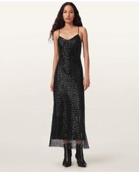 AllSaints - Chantelle Sequin Midi Slip Dress - Lyst