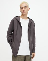 AllSaints - Men's Cotton Regular Fit Brace Hoodie Grey Size: Xs - Lyst