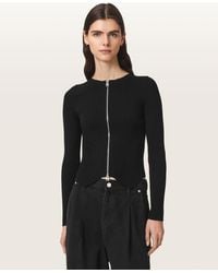 AllSaints - Cruz Dual Zip Ribbed Cardigan - Lyst