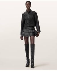 AllSaints - Nara Leather Pleated Mini Skirt - Lyst