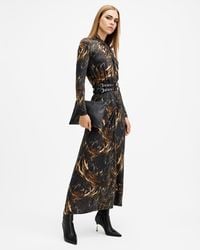 AllSaints - Mina Slim Fit Printed Maxi Dress,, Charm - Lyst