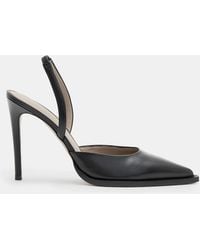 AllSaints - Lily Leather Slingback Heels, - Lyst