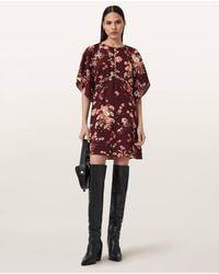 AllSaints - Lyocell Xena Floral Print Mini Dress, /Us 2 - Lyst