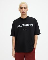 AllSaints - Flocker Textured Logo Print T-shirt - Lyst