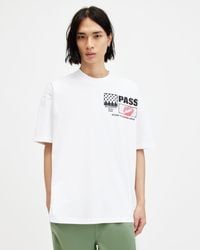 AllSaints - Pass Graphic Print Oversized T-shirt - Lyst