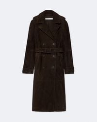 AllSaints - Oaker Double-Breasted Suede Coat - Lyst