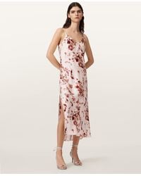 AllSaints - Silk/ Viscose Melody Floral Silk Blend Midi Slip Dress. /Us 2 - Lyst