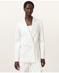 AllSaints - Bonnie Double-Breasted Linen Blend Blazer - Lyst