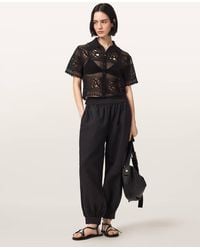 AllSaints - Harrie Linen Blend Baggy Fit Trousers - Lyst