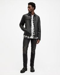 AllSaints - Luck Slim Front Zip Up Leather Jacket - Lyst