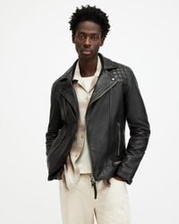 AllSaints - Conroy Crinkled Leather Biker Jacket - Lyst