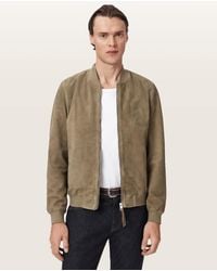 AllSaints - Morten Relaxed Fit Suede Bomber Jacket - Lyst
