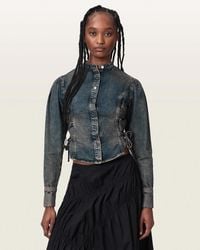 AllSaints - Evanna Denim Fitted Shirt - Lyst