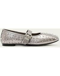 AllSaints - Leather Holly Leather Stud Ballet Flats, /Us 6/Eu 36 - Lyst