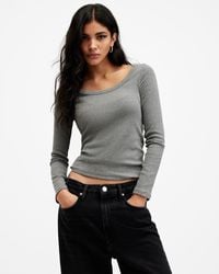 AllSaints - Rina Long Sleeve Scoop Neck T-Shirt - Lyst