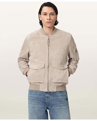 AllSaints - Rokko Relaxed Suede Bomber Jacket - Lyst