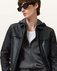 AllSaints - Mode Merino Zip Up Ramskull Hoodie - Lyst