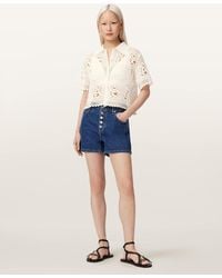 AllSaints - Kyra Crochet Cropped Polo - Lyst