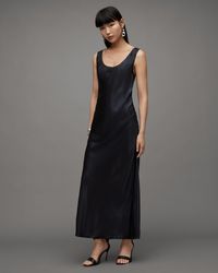 AllSaints - Cody Round Neck Maxi Slip Dress - Lyst