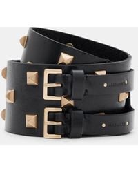 AllSaints - Sonia Studded Double Leather Belt, - Lyst