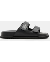 AllSaints - Vex Leather Velcro Strap Sandals - Lyst