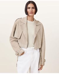 AllSaints - Ophelia Cropped Suede Jacket - Lyst