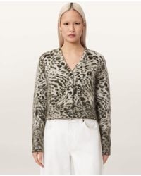 AllSaints - Wick Amur Jacquard Cardigan - Lyst