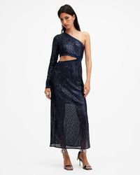 AllSaints - Daisy Topaz Sequin Cut Out Maxi Dress - Lyst