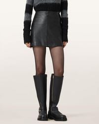AllSaints - Sheep Leather Renai Slim Fit Leather Mini Skirt, /Us 2 - Lyst
