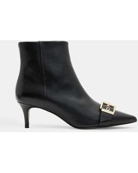 AllSaints - Rebecca Pointed Toe Leather Buckle Boots - Lyst