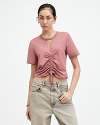 AllSaints - Gigi Drawcord Centre Cropped T-shirt, - Lyst