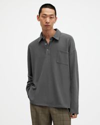 AllSaints - Eris Long Sleeve Oversized Polo Shirt - Lyst