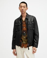 AllSaints - Whilby Zip Up Lightweight Leather Jacket - Lyst