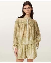 AllSaints - Delphine Relaxed Fit Gathered Shirt - Lyst