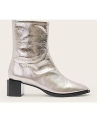 AllSaints - Leather Avril Leather Metallic Boots, /Us 6/Eu 36 - Lyst